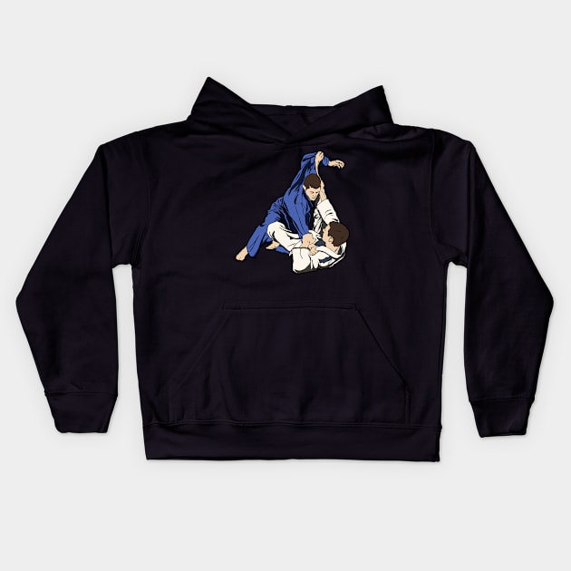 Brazilian Jiu Jitsu BJJ Rolling Kids Hoodie by fromherotozero